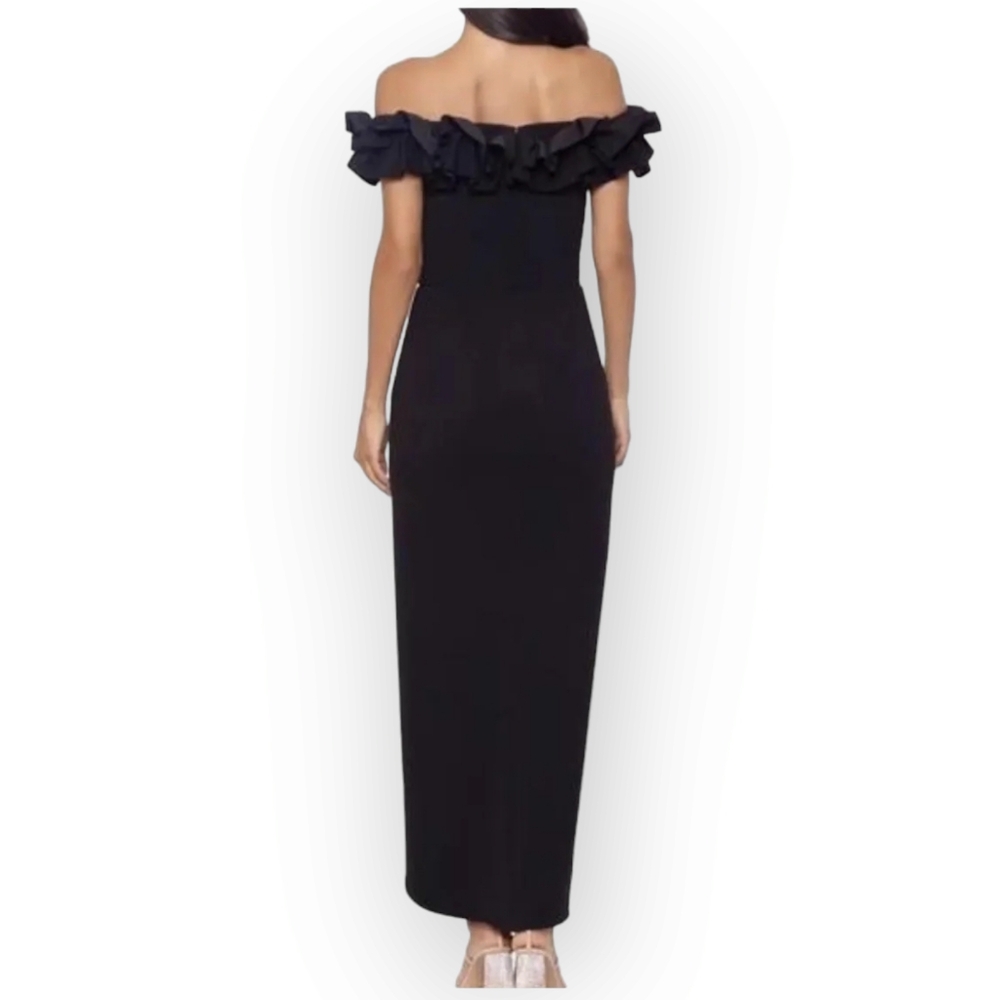Xscape Black One-Shoulder Ruffle Evening Gown - Picture 2 of 10